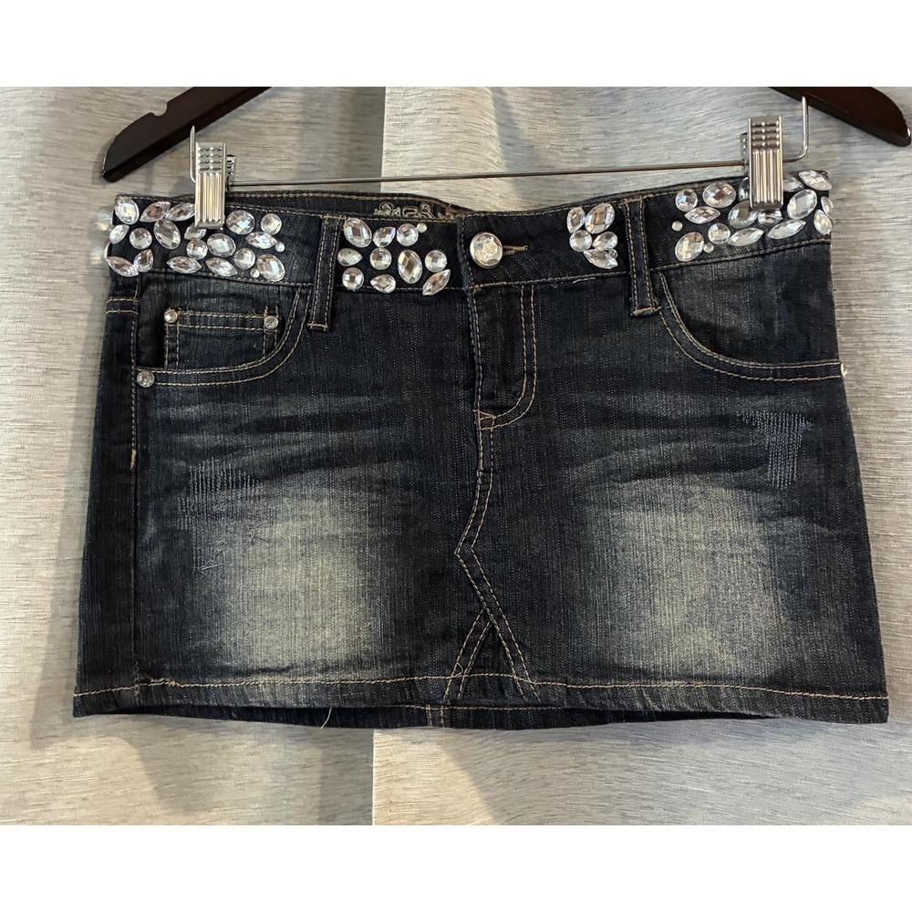 Y2K Truce Micro Mini Denim Skirt Embellished Size 7 Festival